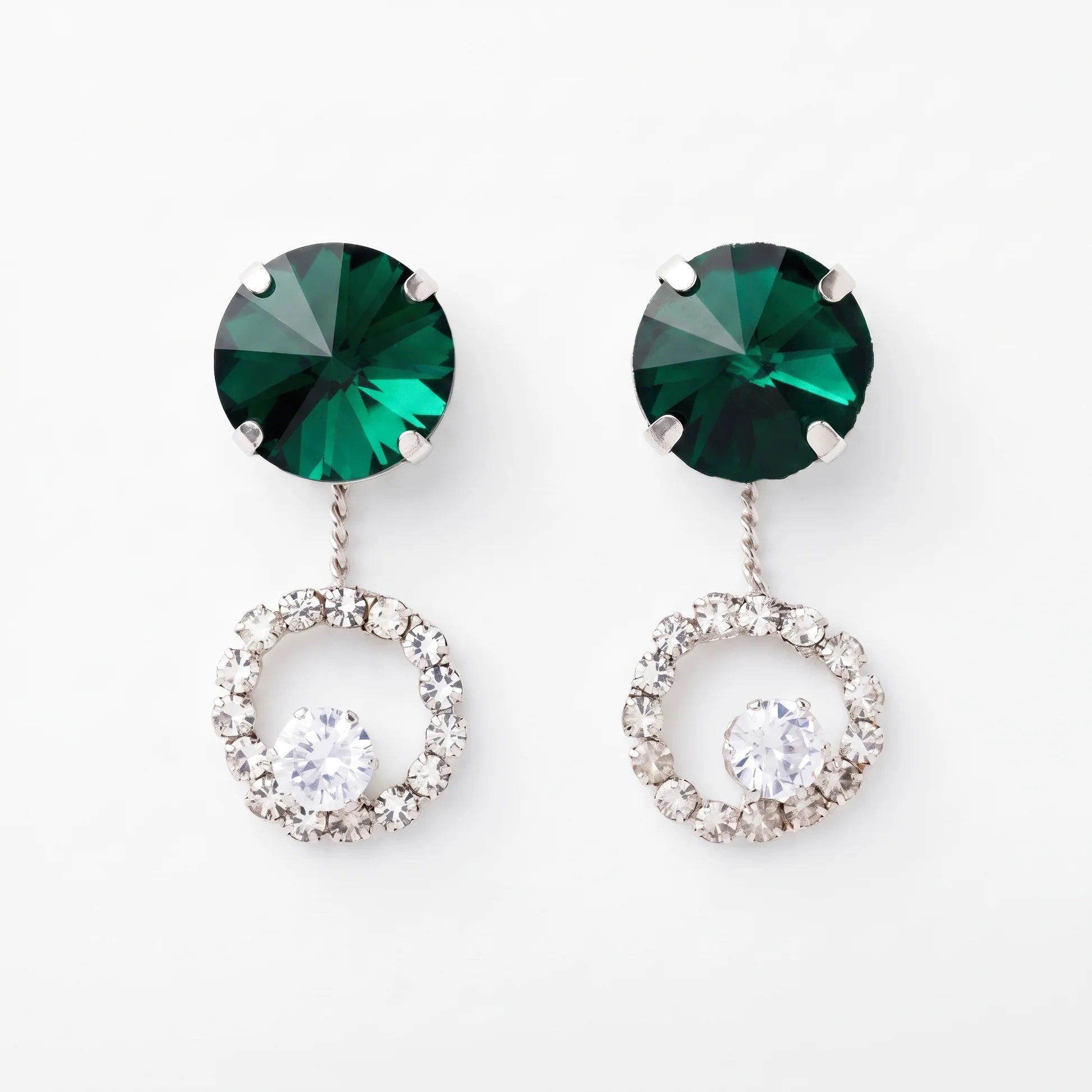 AYMI Earrings Anti-Tarnish Green Circle Studs
