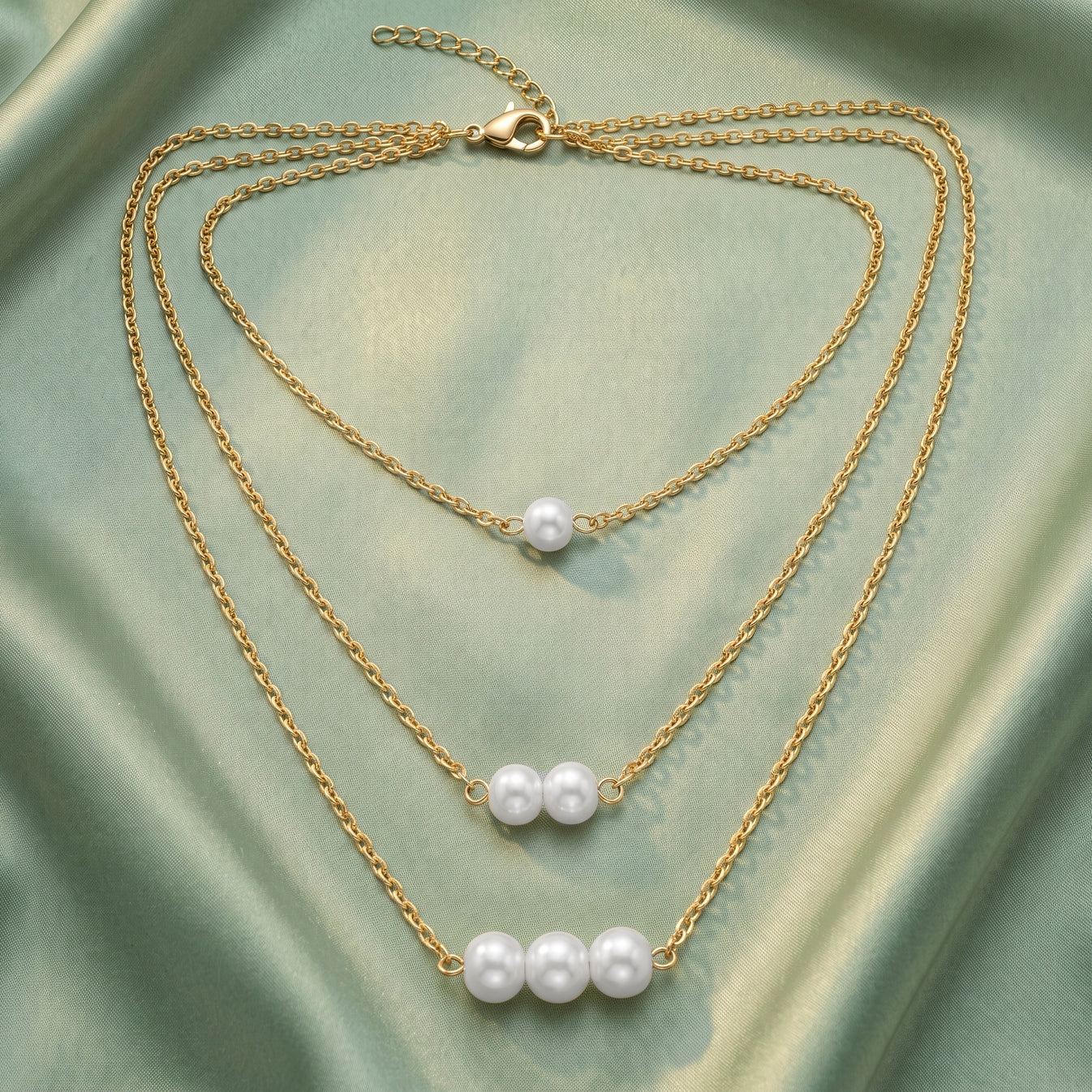 AYMI Necklace Anti-Tarnish Gold Plated Multilayered Pearls Set