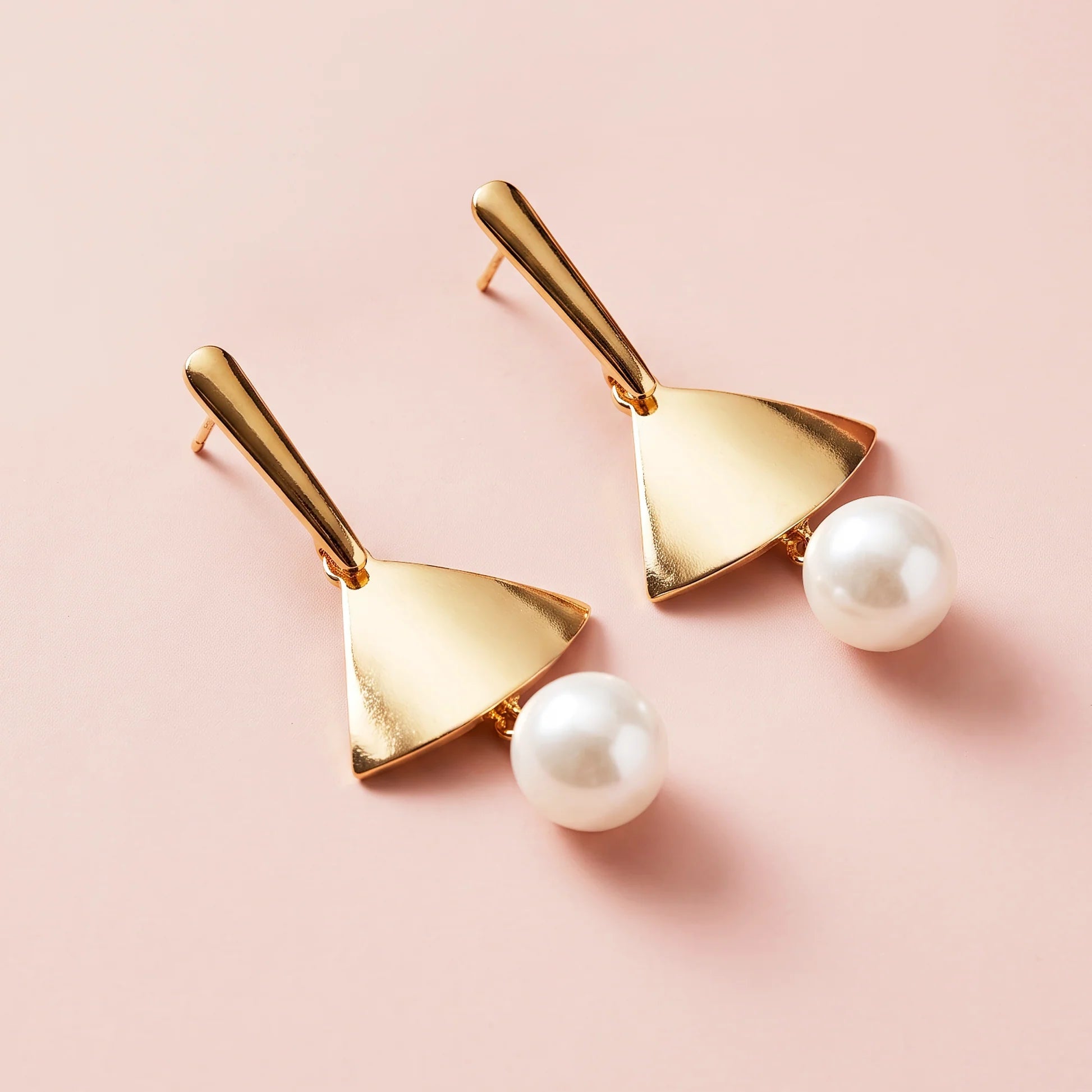 AYMI Earrings Anti-Tarnish Pearl Triangle Dangles