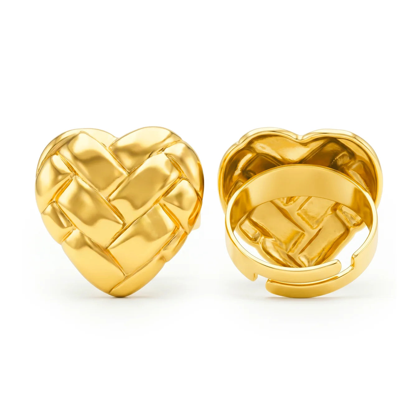 AYMI Ring Anti-Tarnish Basket Weave Heart (Adjustable Size)