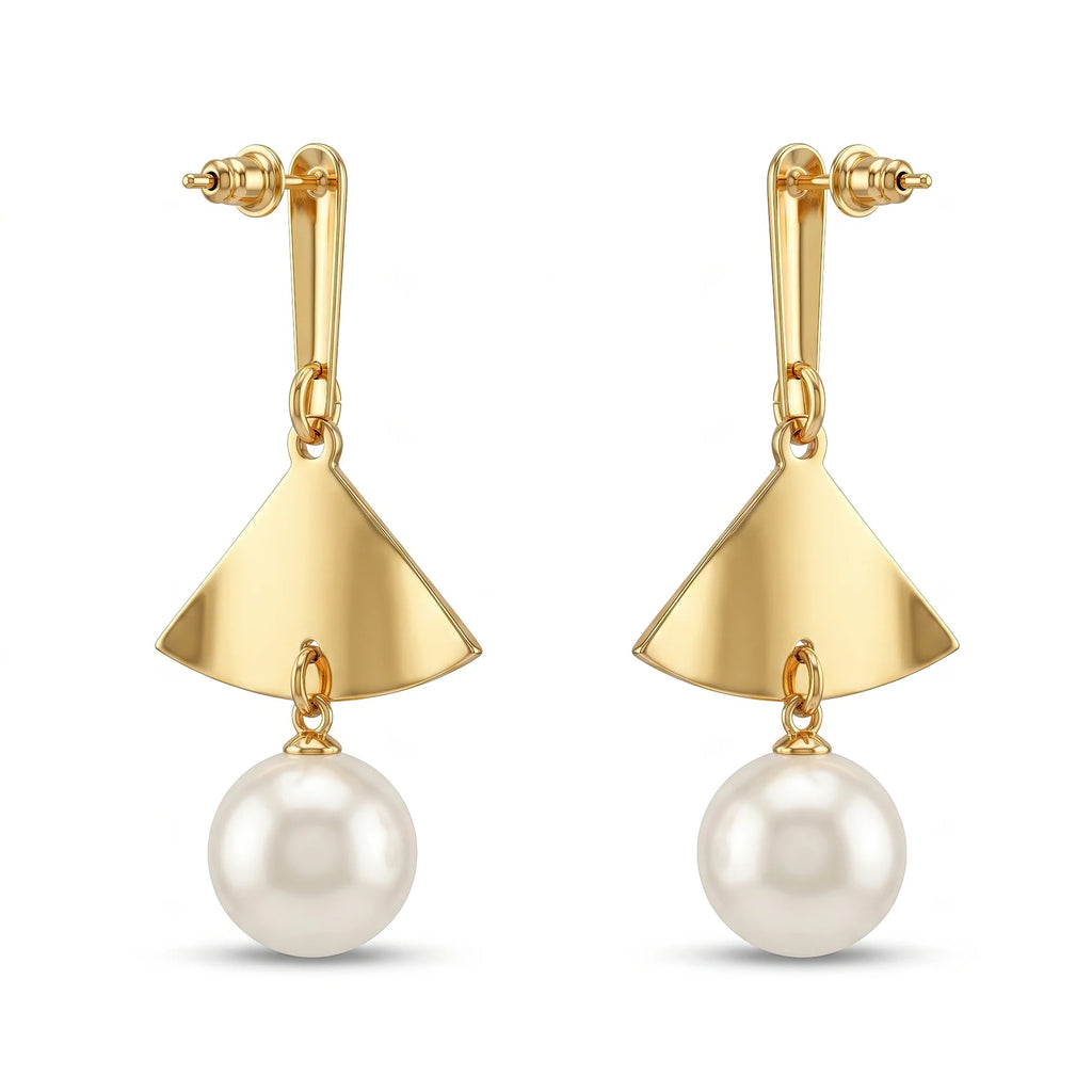 AYMI Earrings Anti-Tarnish Pearl Triangle Dangles