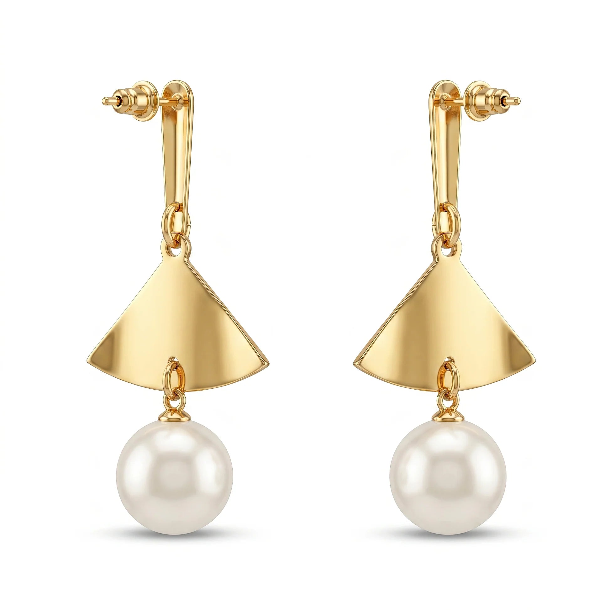AYMI Earrings Anti-Tarnish Pearl Triangle Dangles