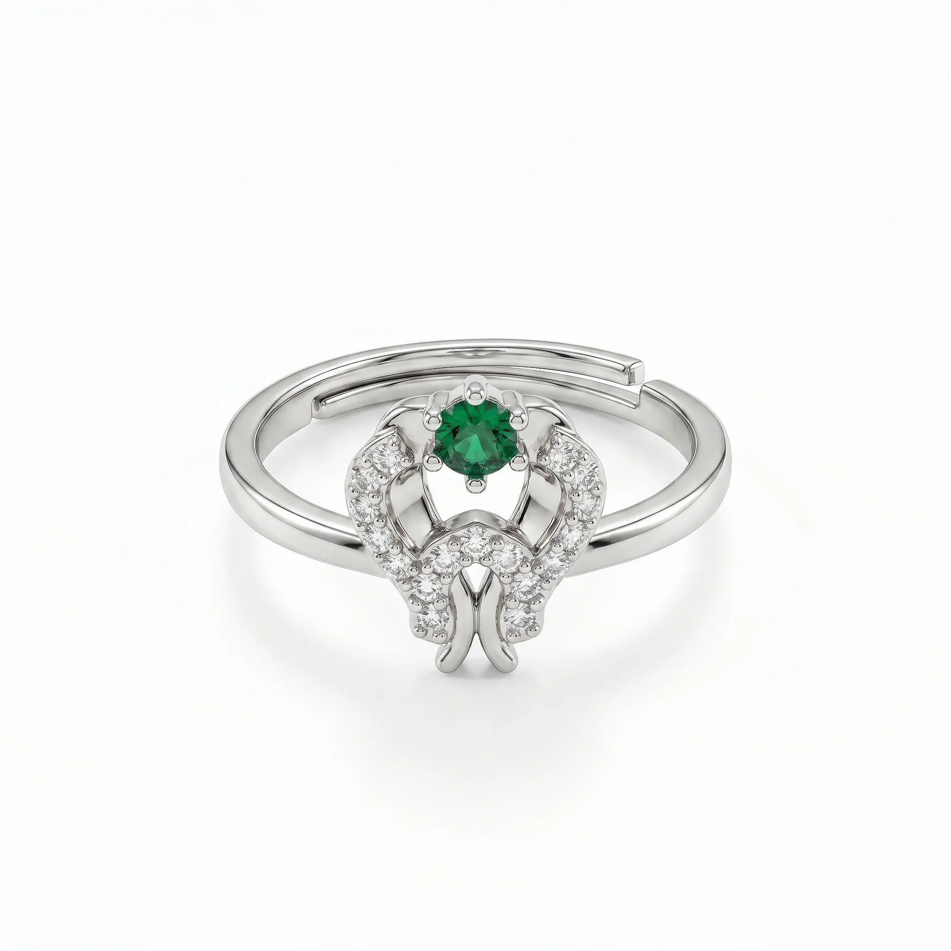 AYMI Ring Anti-Tarnish Green Stone Loop (Adjustable Size)