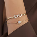 AYMI Bracelet Anti-Tarnish Double Layer Infinity Bangle & Chain (Adjustable Size)