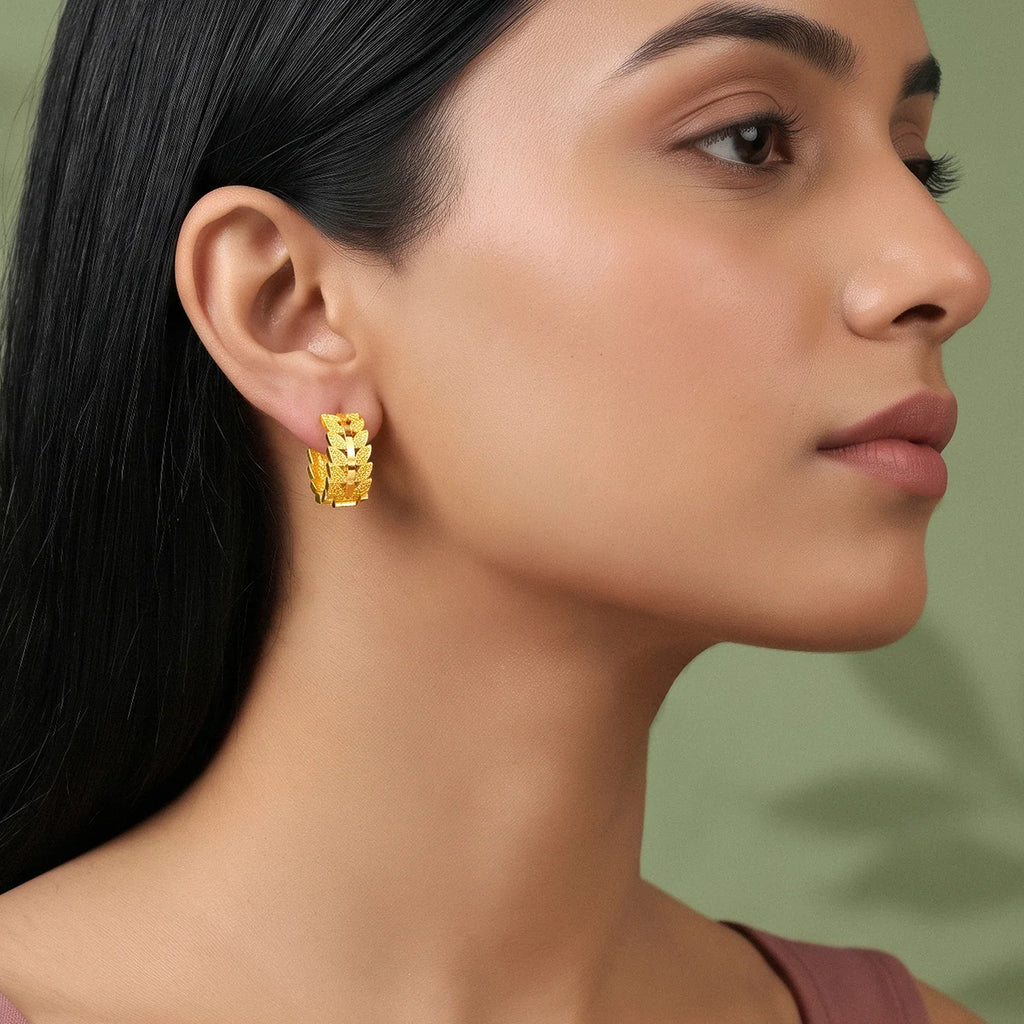 AYMI Earrings Anti-Tarnish Gold
Plated Leaf Huggies