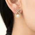 AYMI Earrings Anti-Tarnish Ribbon Crystal Pearl