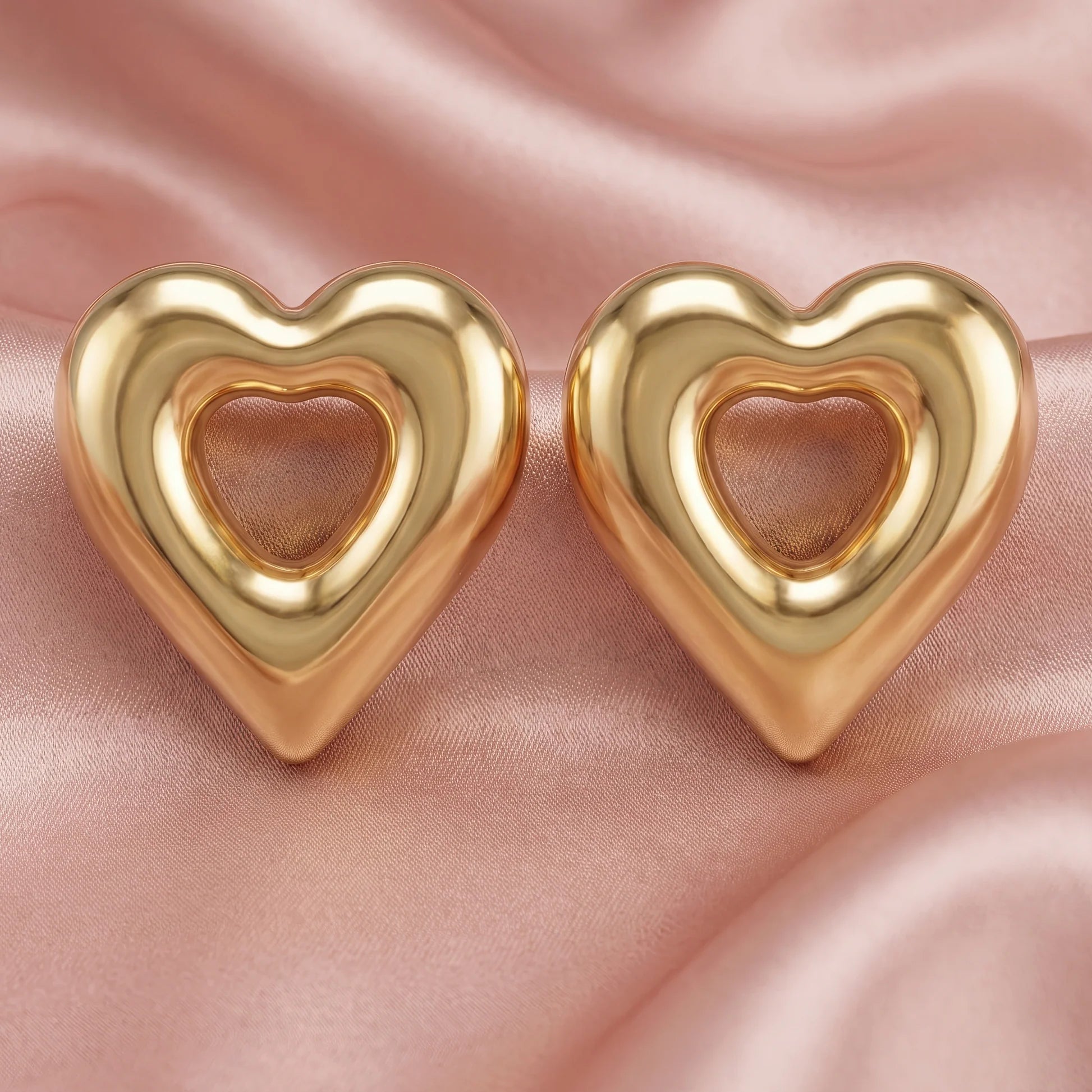 AYMI Earrings Anti-Tarnish Open Heart Studs