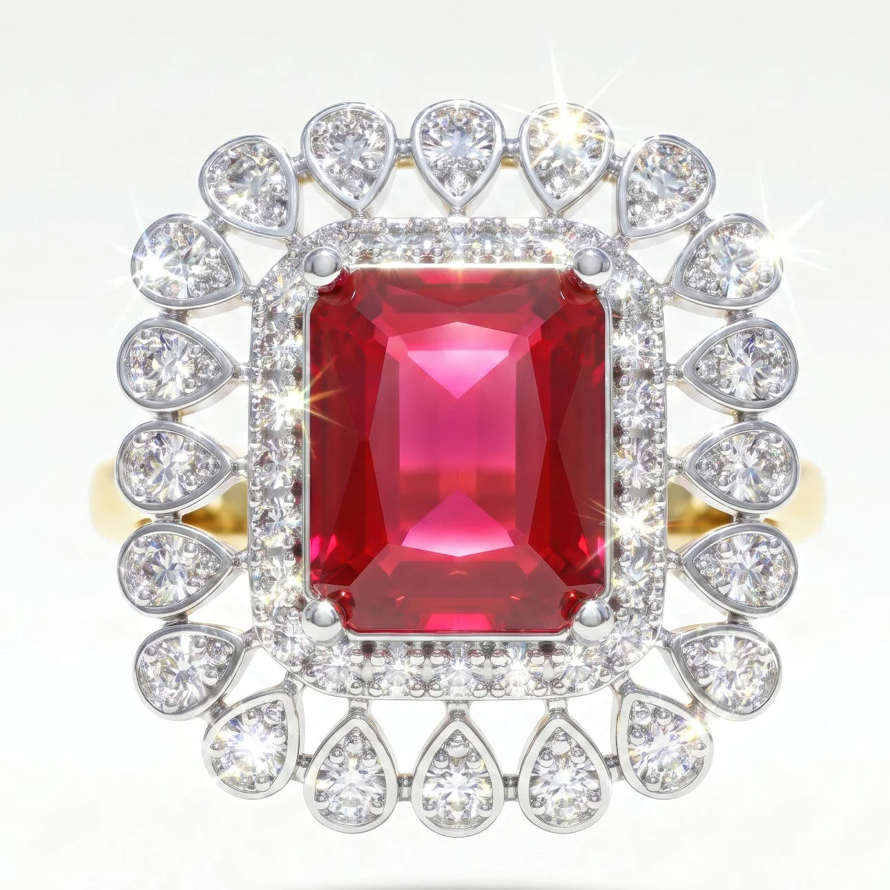 AYMI Ring Anti-Tarnish Ruby Red Stone Studded With Crystals (Adjustable Size)