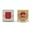 AYMI Ring Anti-Tarnish Ruby Crystal Statement (Adjustable Size)