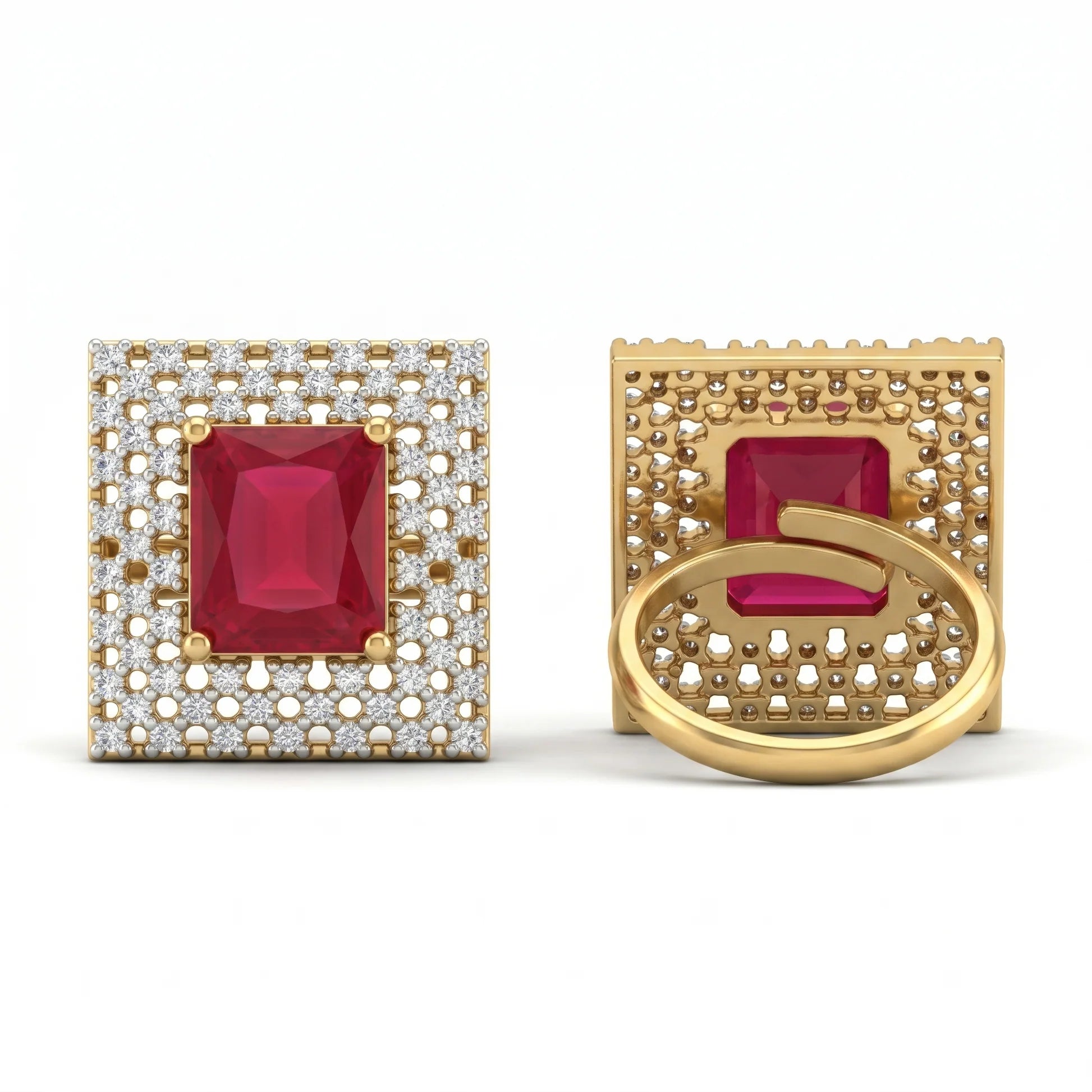 AYMI Ring Anti-Tarnish Ruby Crystal Statement (Adjustable Size)