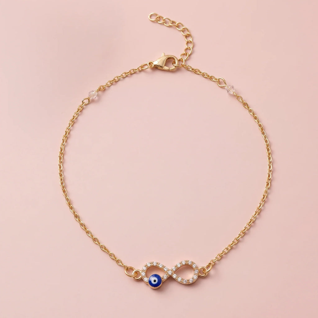 AYMI Anklet Anti-Tarnish Infinity Evil Eye Charm
