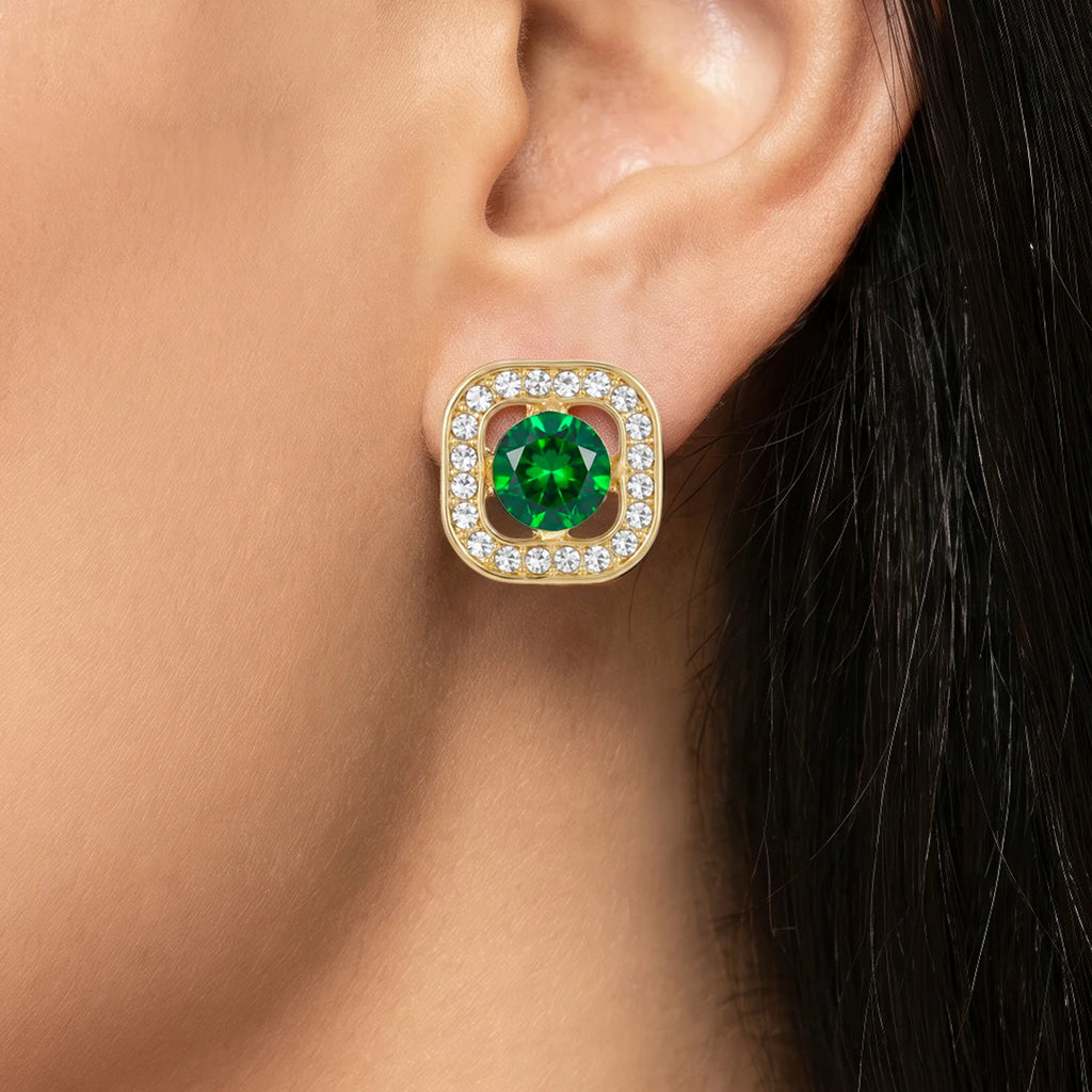 AYMI Earrings Anti-Tarnish
Emerald Square Studs