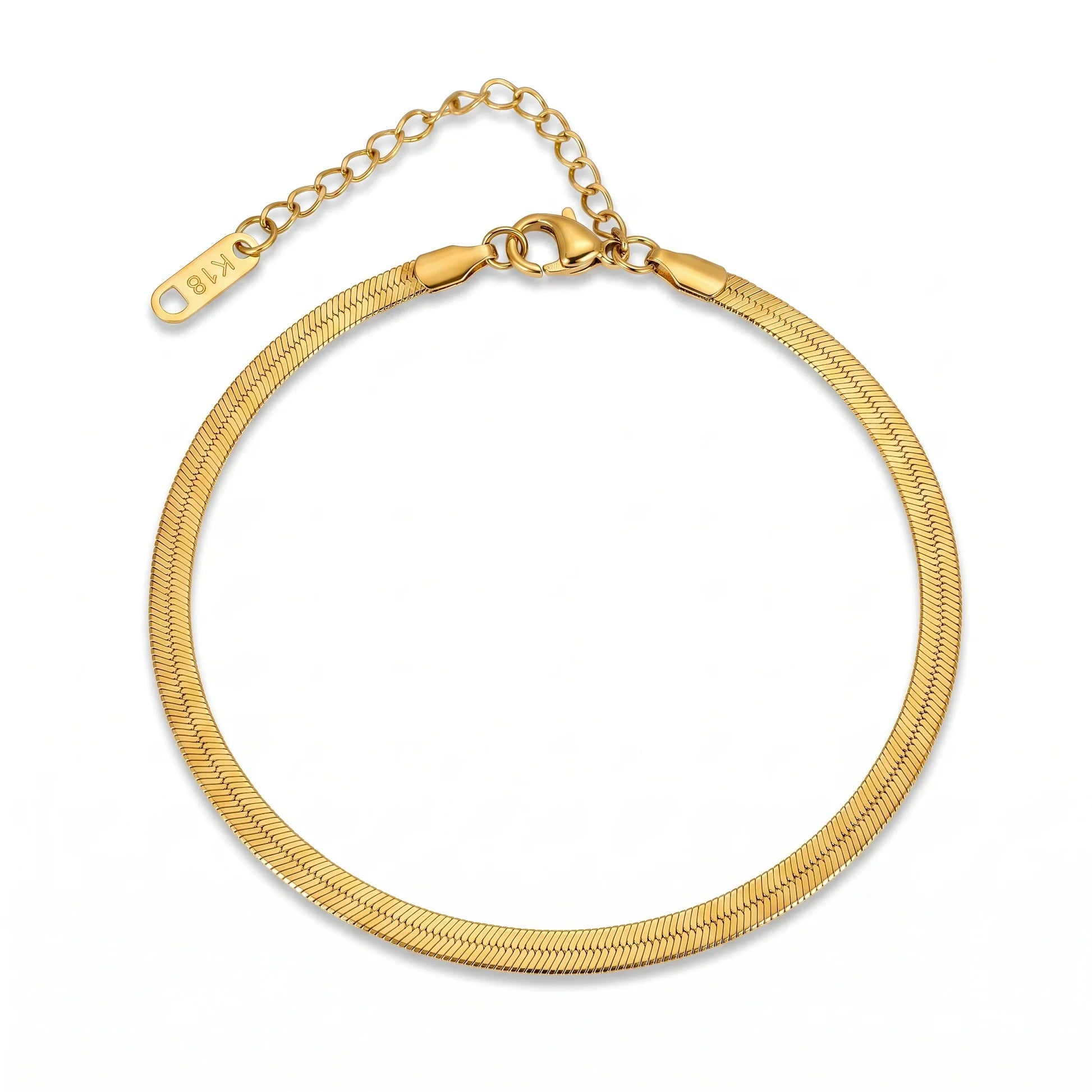 AYMI Anklet Anti-Tarnish Flat Snake Chain