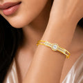 AYMI Bracelet Anti-Tarnish Gold Plated Solitaire Bangle (Adjustable
Size)