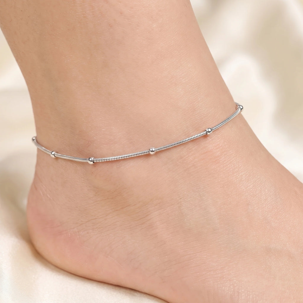 AYMI Anklet Anti-Tarnish Satellite Snake Chain