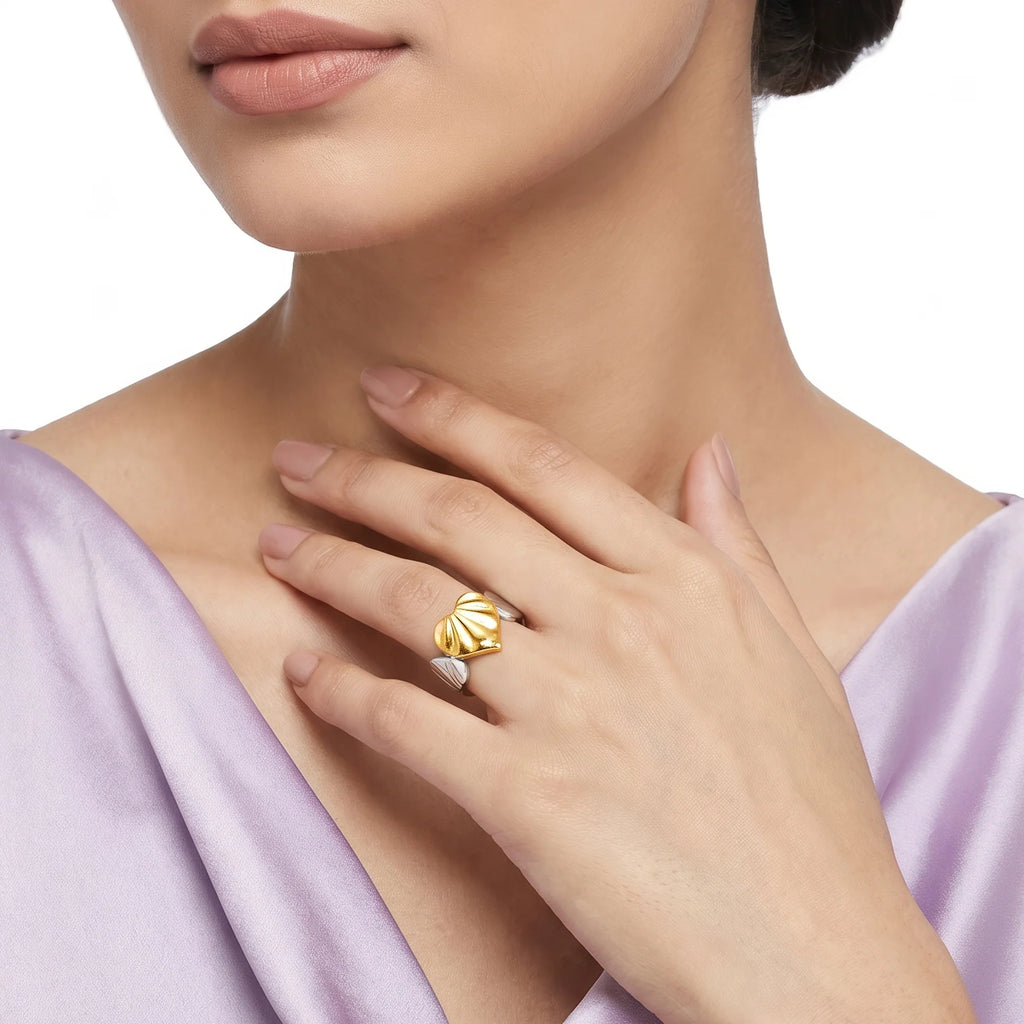 AYMI Ring Anti-Tarnish Textured Heart (Adjustable Size)