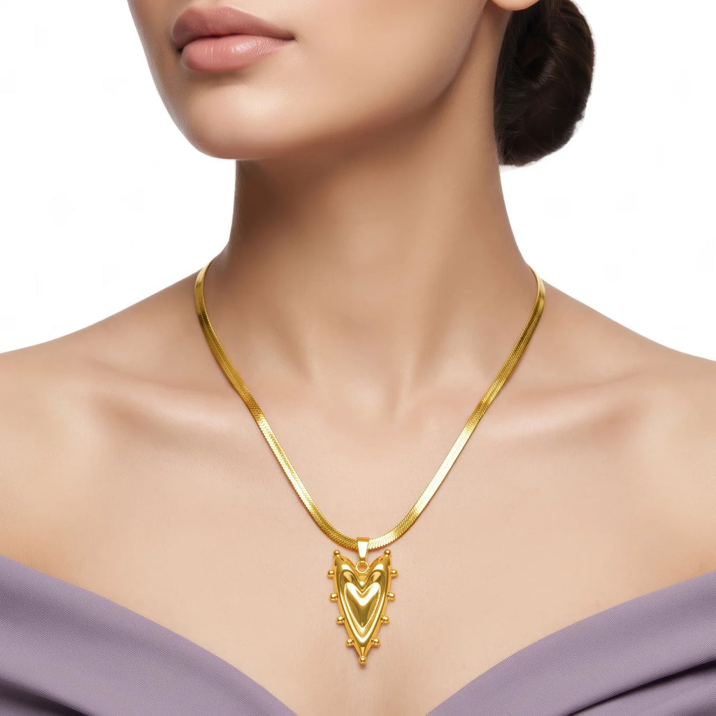 AYMI Necklace Anti-Tarnish Molten Heart Pendant Chain