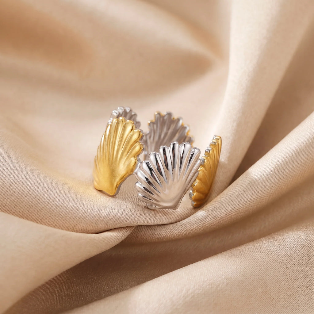 AYMI Ring Anti-Tarnish Seashell Band (Adjustable Size