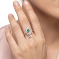AYMI Ring Anti-Tarnish Teardrop Green Gemstone (Adjustable Size)