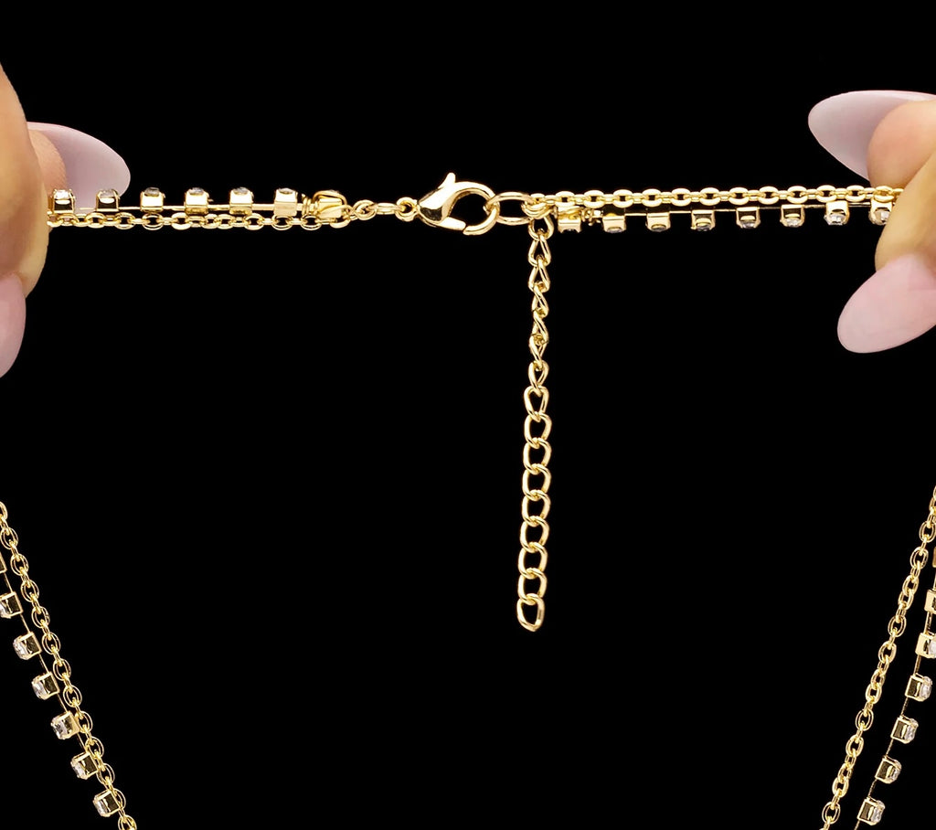 AYMI Necklace Anti-Tarnish Gold Plated Double Layered Pearl Set
With Earrings