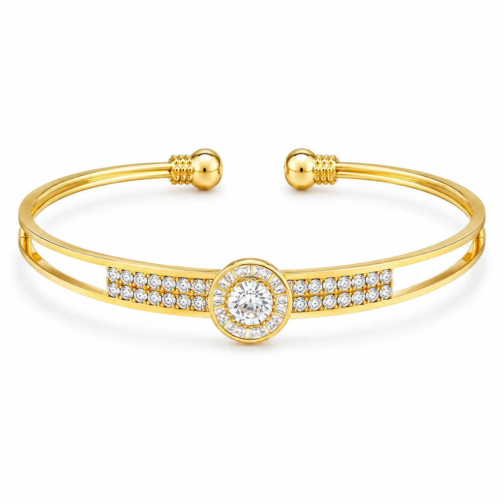AYMI Bracelet Anti-Tarnish Gold Plated Solitaire Bangle (Adjustable
Size)
