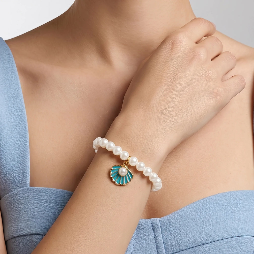 AYMI Bracelet Anti-Tarnish Seashell Pearl (Adjustable Size)