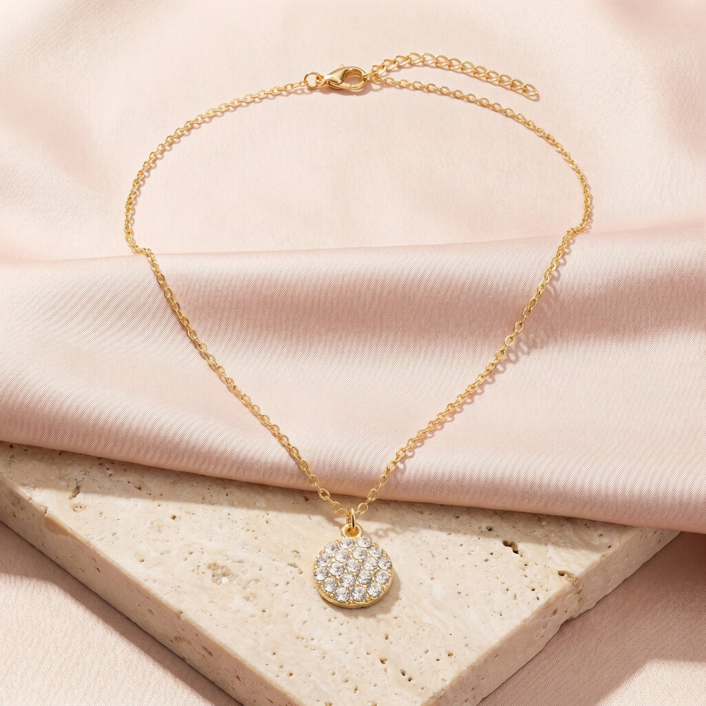 AYMI Necklace Anti-Tarnish Pavé Crystal Medallion