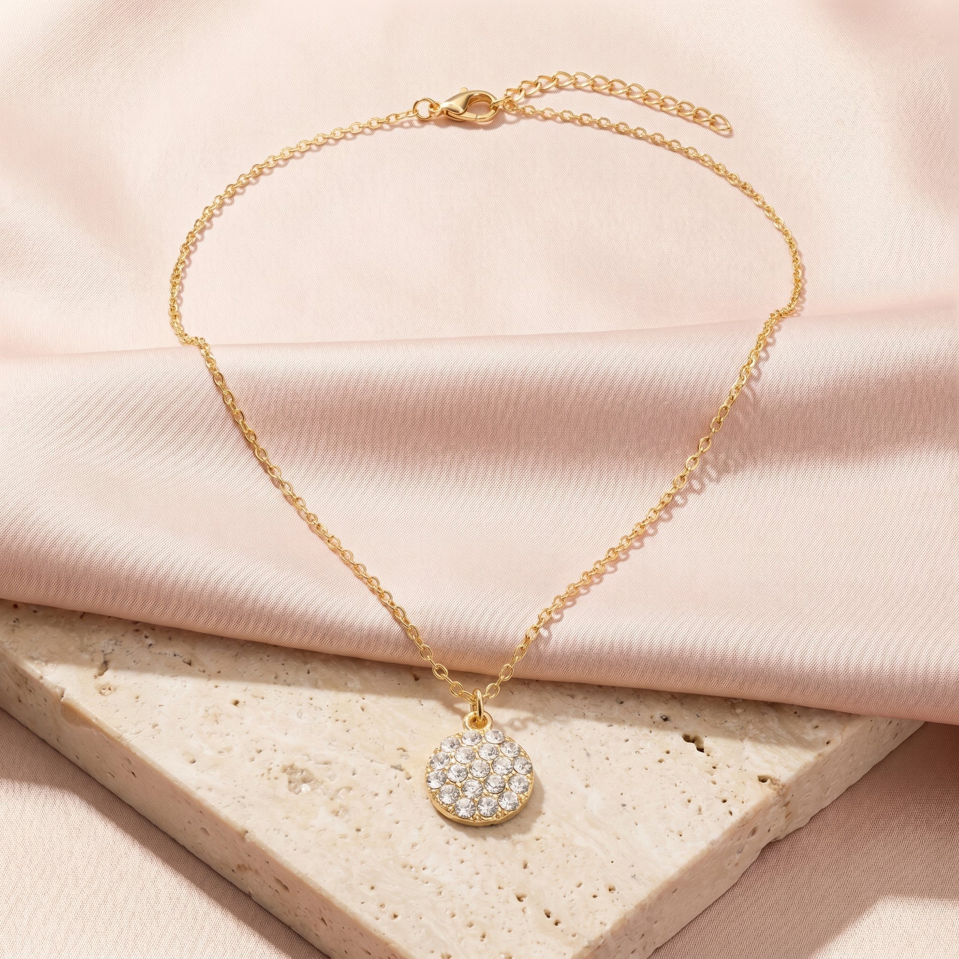 AYMI Necklace Anti-Tarnish Pavé Crystal Medallion