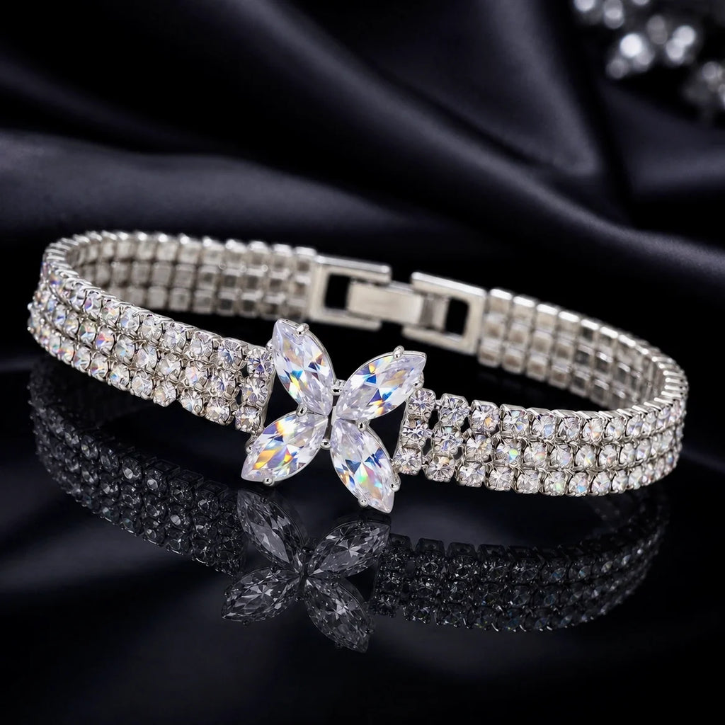 AYMI Bracelet Anti-Tarnish Marquise Crystal Butterfly (Adjustable Size)