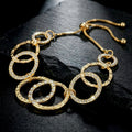 AYMI Bracelet Anti-Tarnish Gold Plated Inter-Linked AD Studded Circles (Adjustable Size)