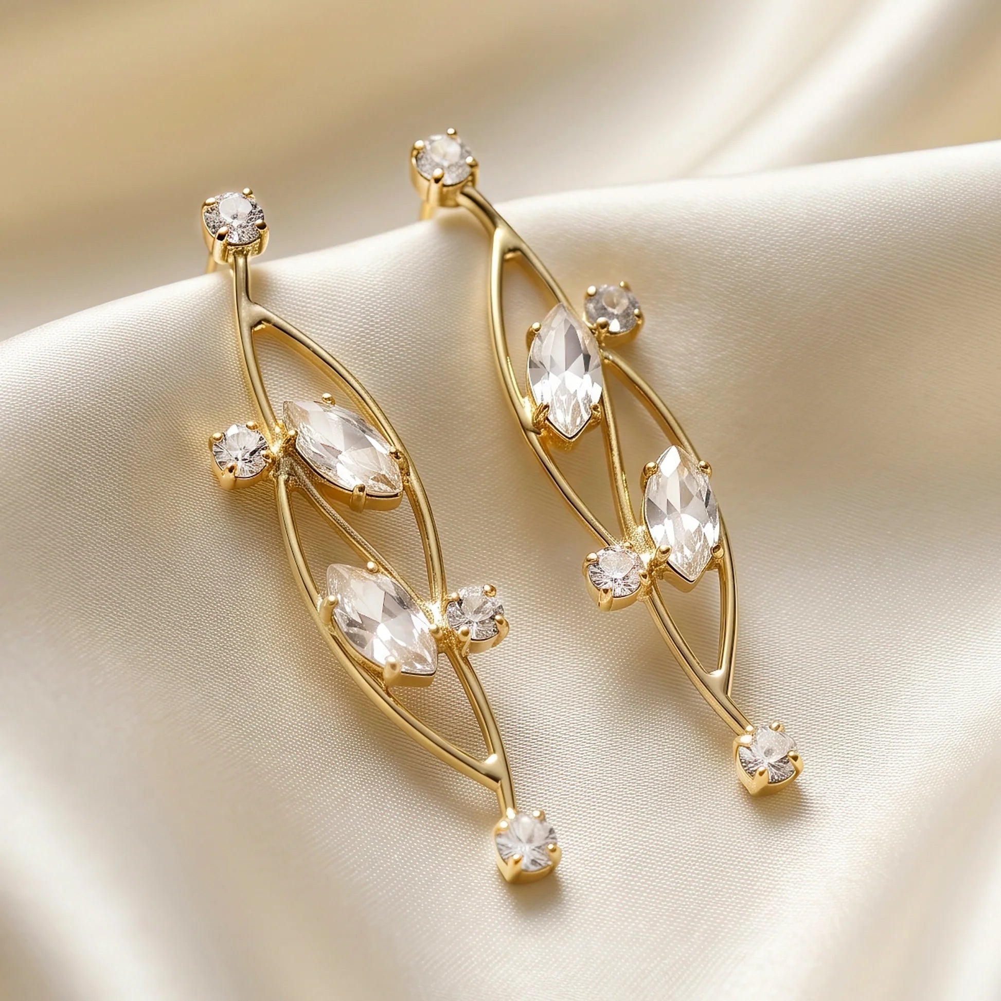 AYMI Earrings Anti-Tarnish Marquise Crystal Dangles