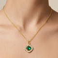 AYMI Necklace Anti-Tarnish Gold
Plated Chain With Emerald