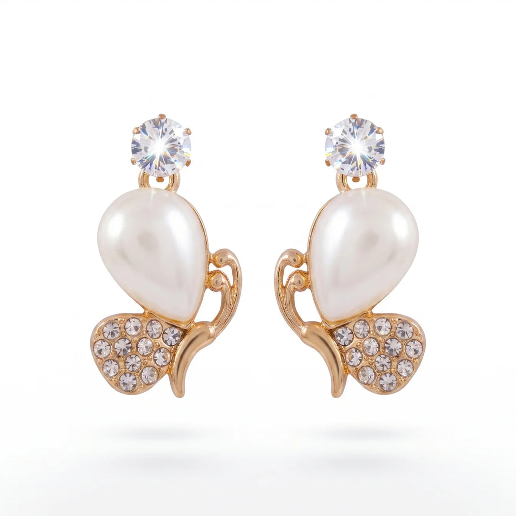 AYMI Earrings Anti-Tarnish Mini Mona Lisa & Crystal Bird Studs