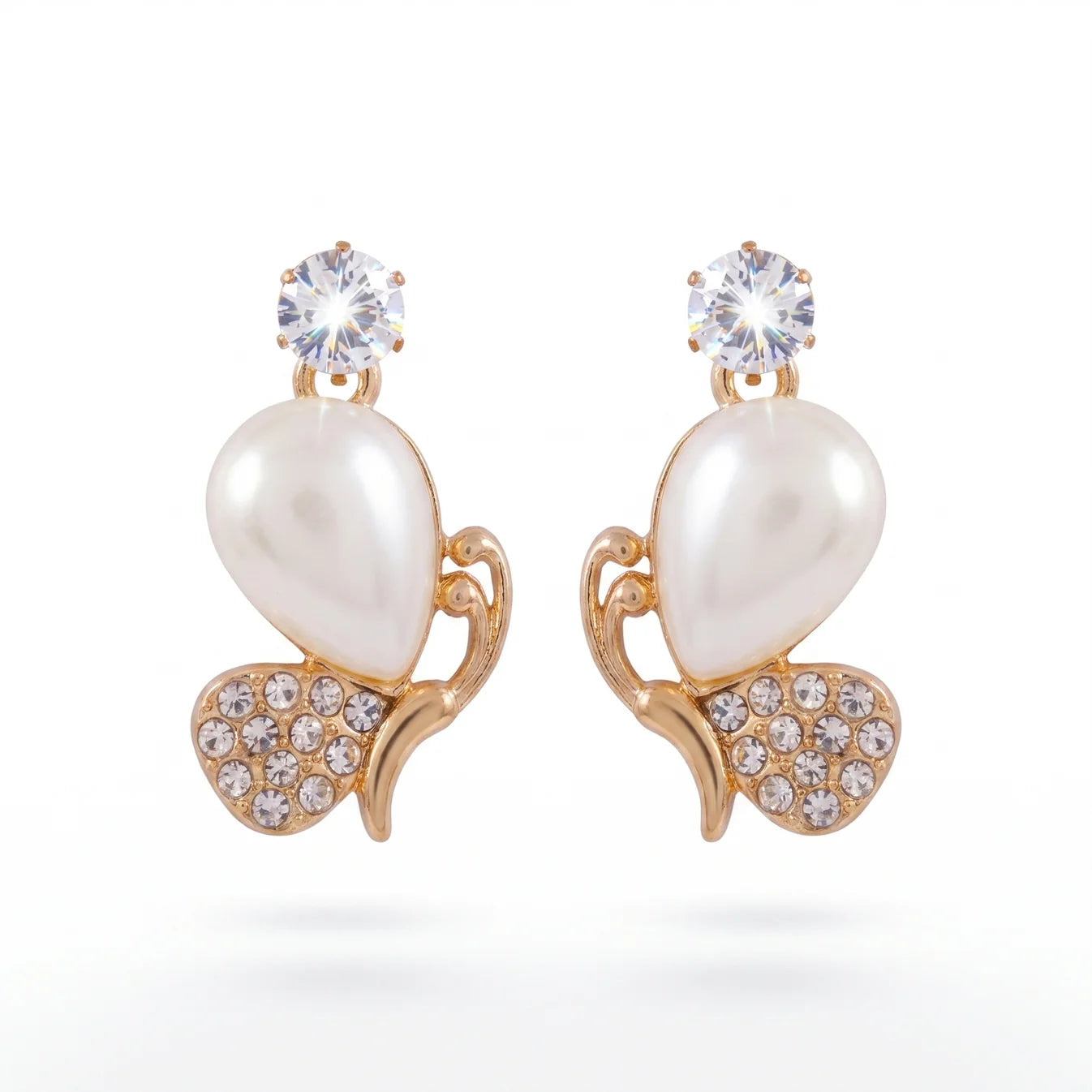 AYMI Earrings Anti-Tarnish Mini Mona Lisa & Crystal Bird Studs