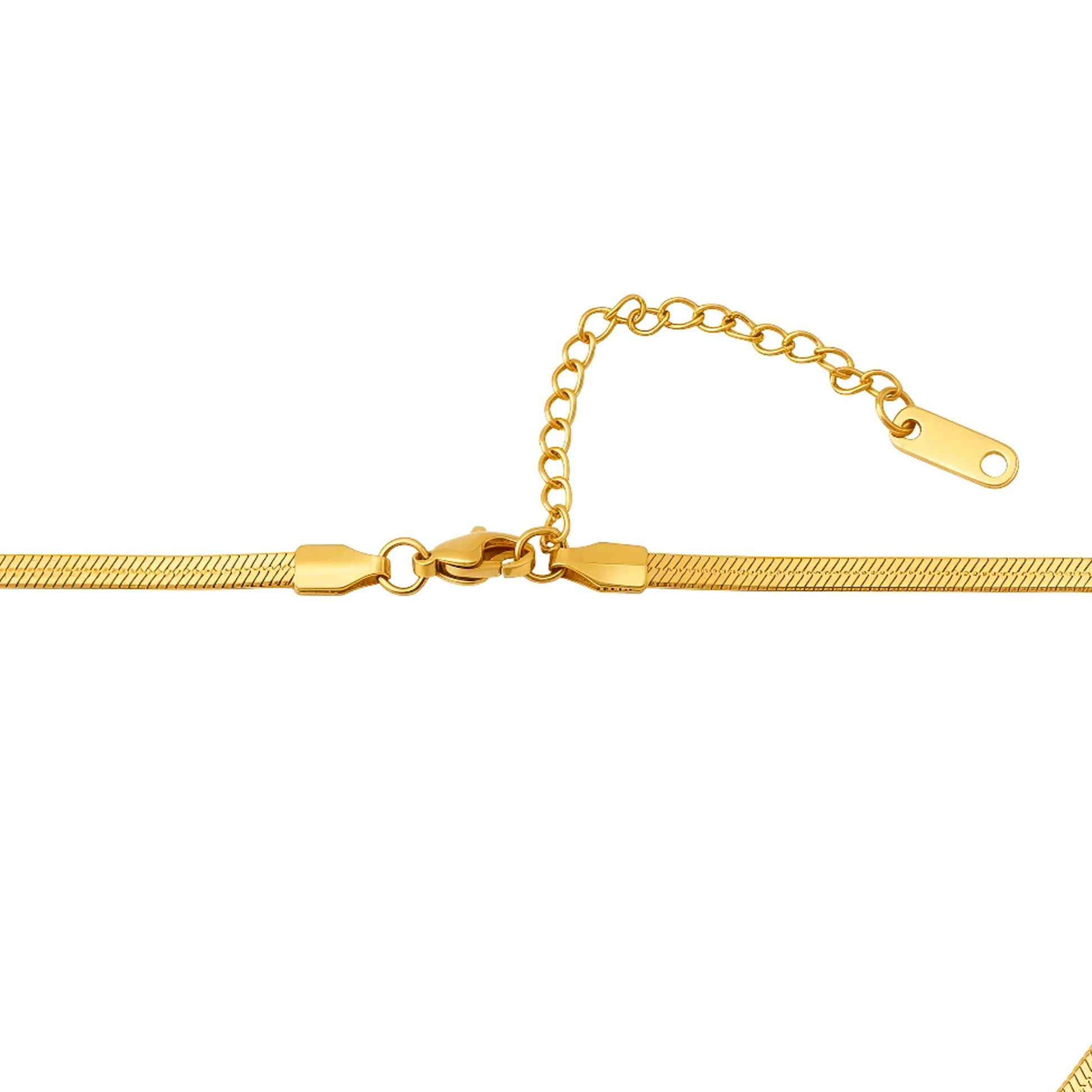 AYMI Necklace Anti-Tarnish Gold Plated Wave-Inspired Pendant Snake Chain