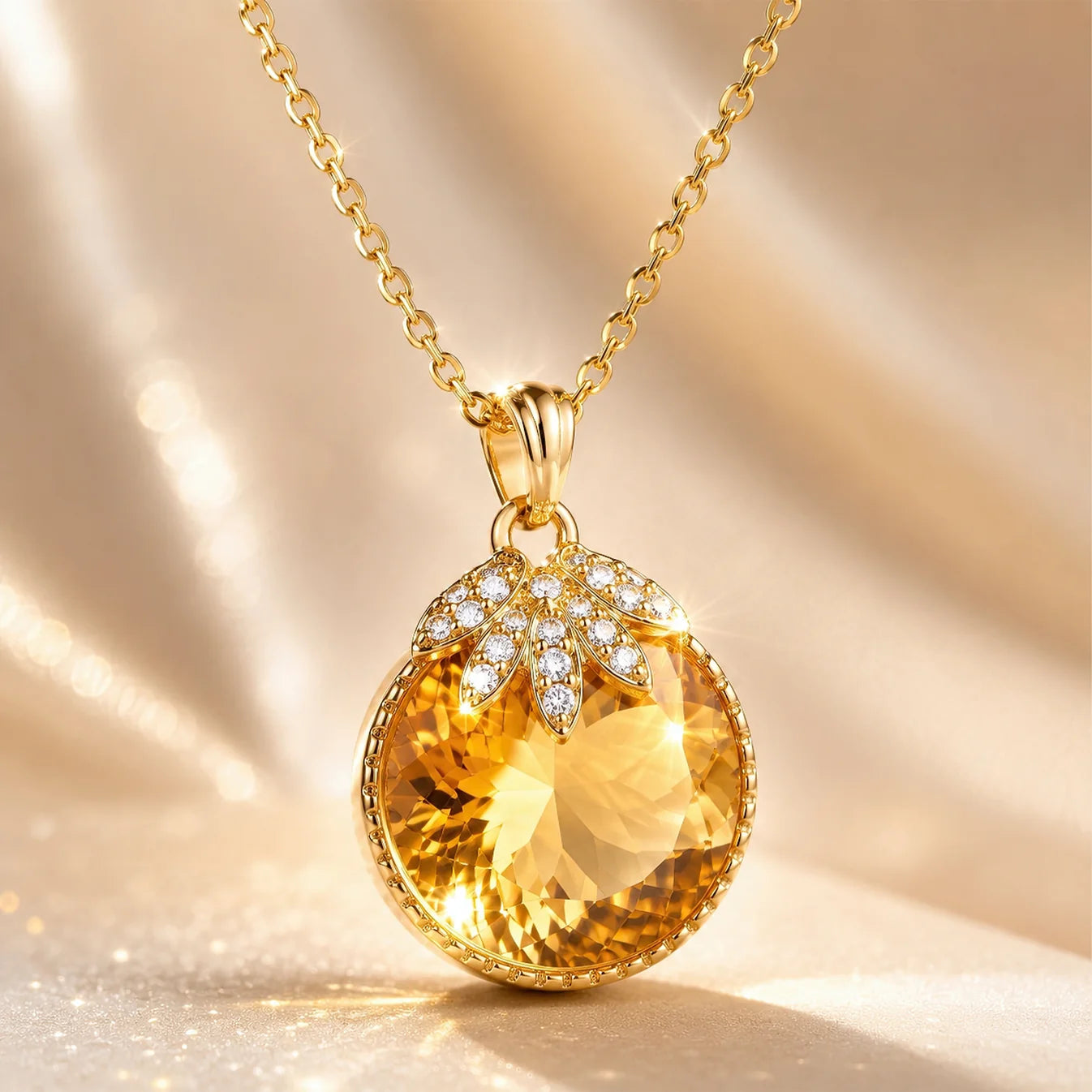 AYMI Necklace Anti-Tarnish Round Champagne Pendant