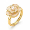 AYMI Ring Anti-Tarnish Enamel Flower Pearl (Adjustable Size)