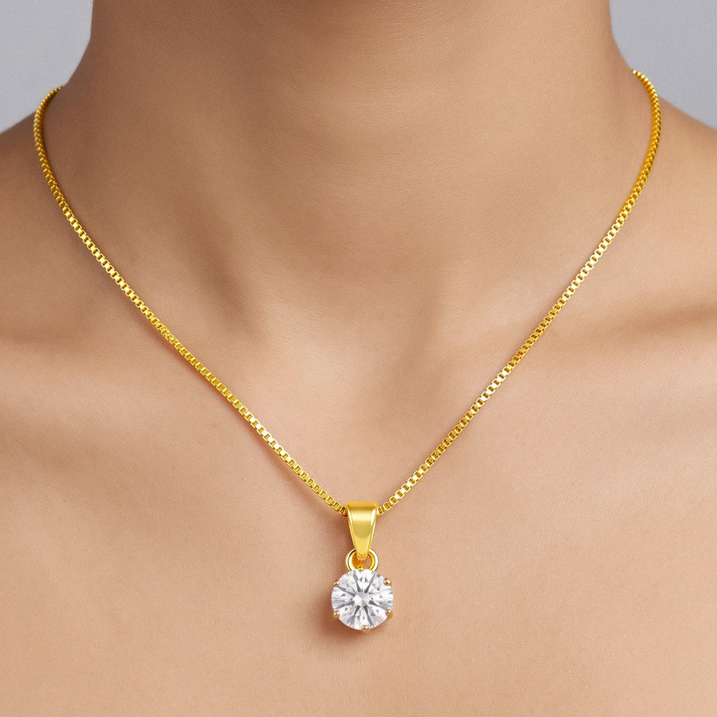 AYMI Necklace Anti-Tarnish Gold
Plated Chain With Solitaire