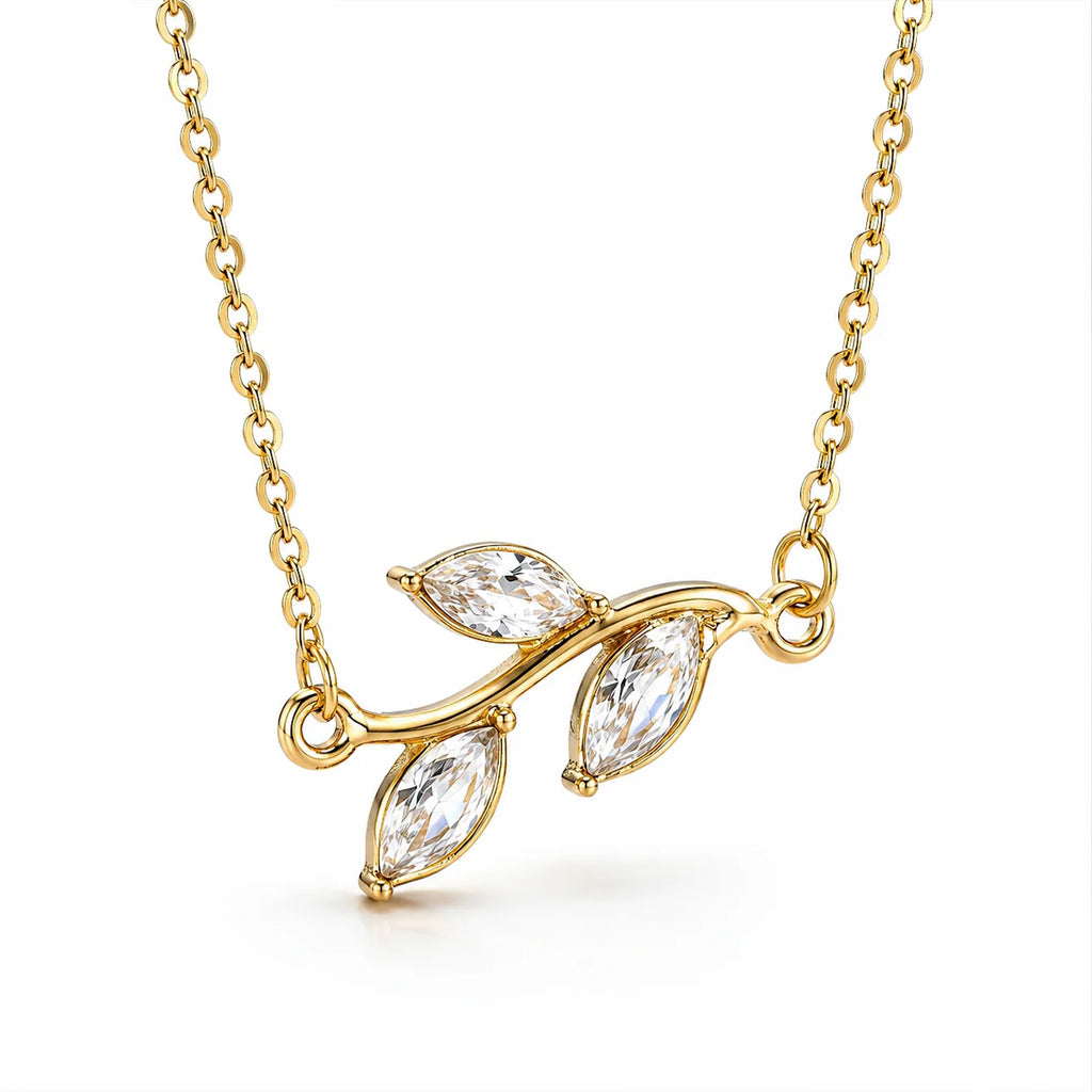 AYMI Necklace Anti-Tarnish Crystal Leaf Branch