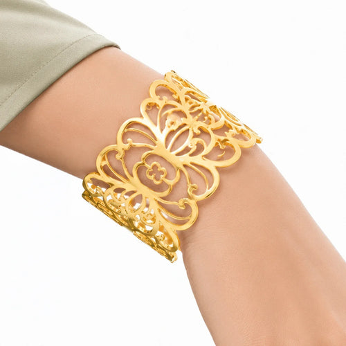 AYMI Bracelet Anti-Tarnish Floral Filigree Cuff (Adjustable Size)