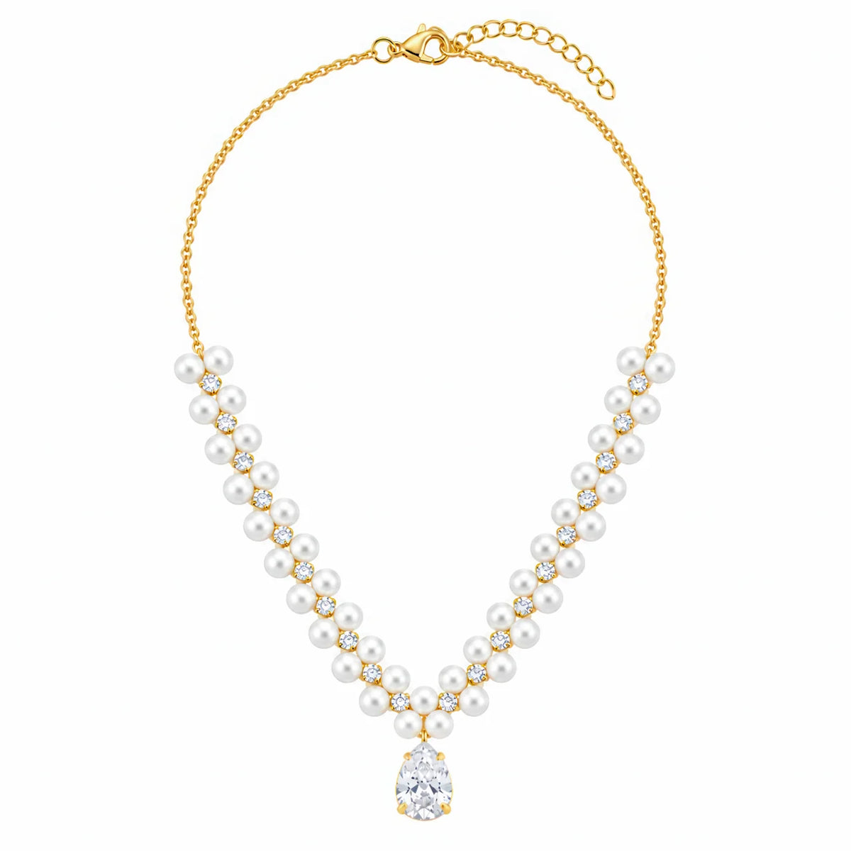 AYMI Necklace Anti-Tarnish Pearls & Crystal Set