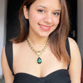 AYMI Necklace Anti-Tarnish Gold Plated Emerald Drop