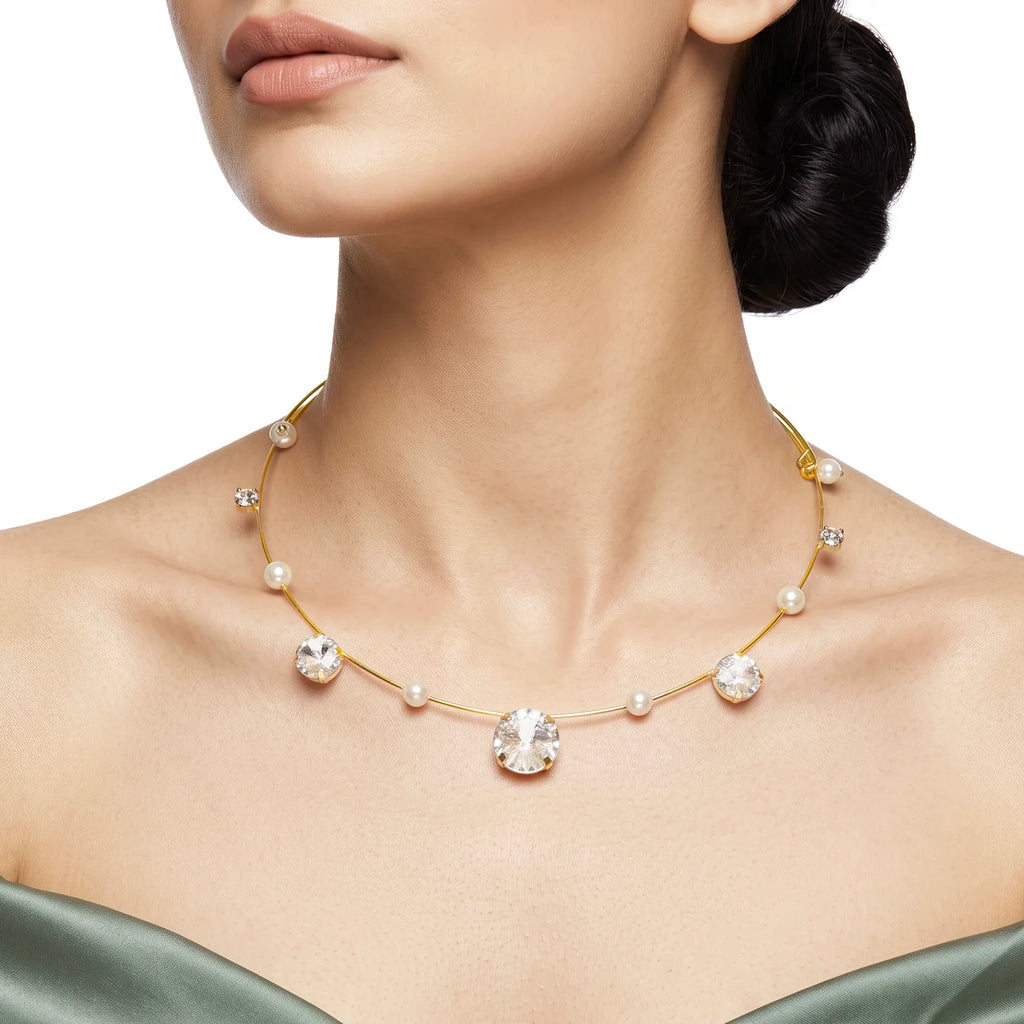 AYMI Necklace Anti-Tarnish Pearl Crystal Collar