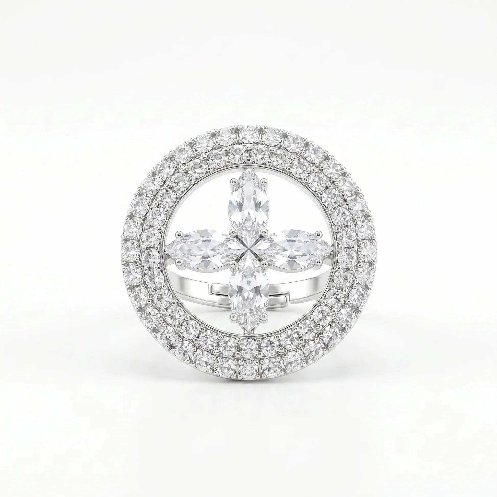 AYMI Ring Anti-Tarnish Blue Marquise Floral Cocktail (Adjustable Size)