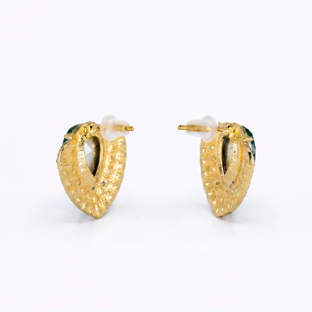 AYMI Earrings Anti-Tarnish Green Heart Studs