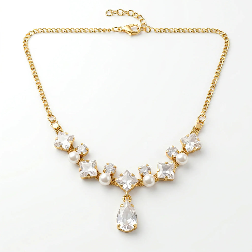 AYMI Necklace Anti-Tarnish
Crystal Pearl Statement