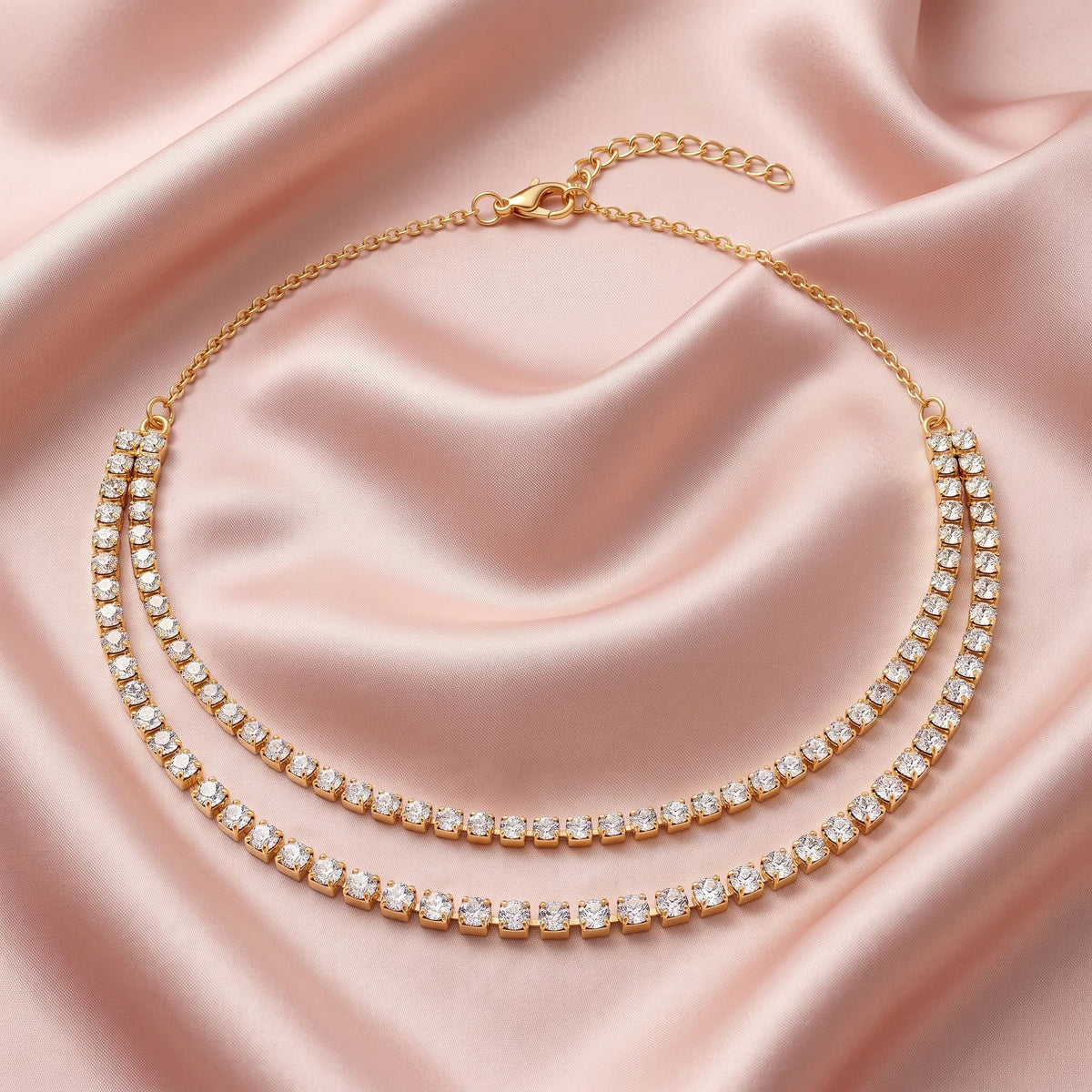 AYMI Necklace Anti-Tarnish Gold Plated American Diamonds Set