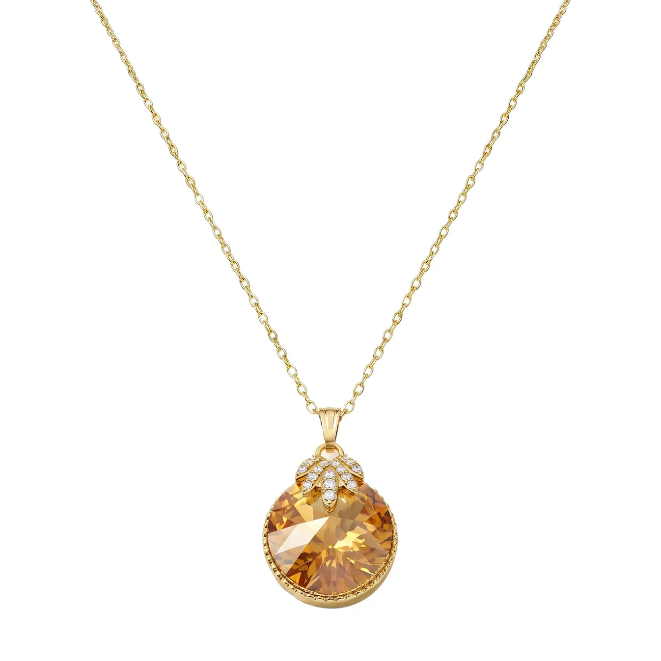 AYMI Necklace Anti-Tarnish Round Champagne Pendant