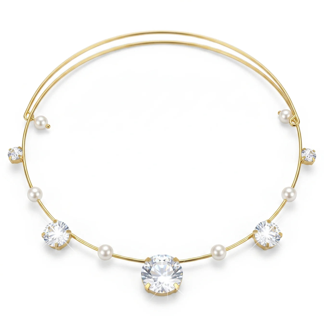 AYMI Necklace Anti-Tarnish Pearl Crystal Collar