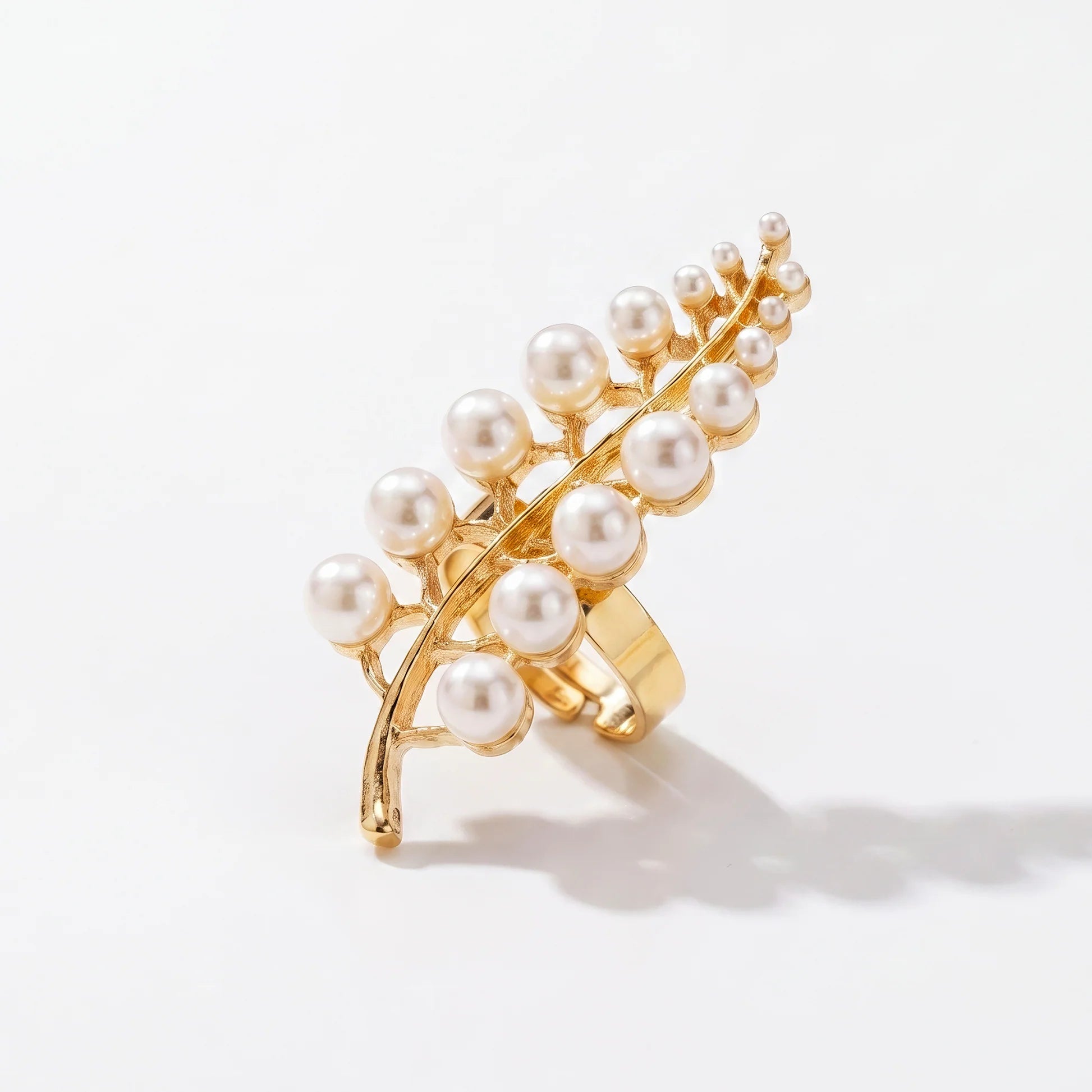 AYMI Ring Anti-Tarnish Pearl Branch Design (Adjustable Size)